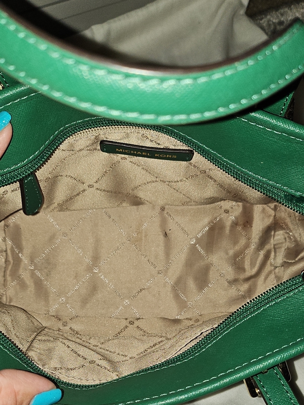 Michael Kors Emerald Green Saffiano Leather Mini Tote - Picture 11 of 16